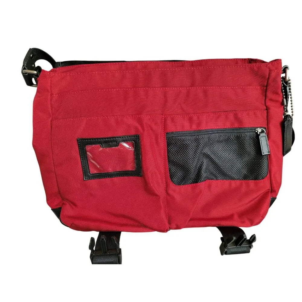 Coach Red Nylon & Leather Messenger Bag